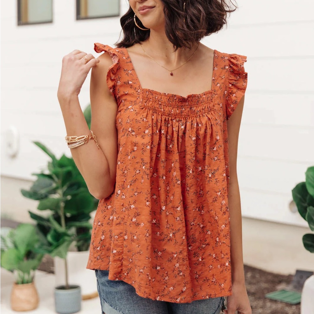 Boho floral TREVI TANK IN RUST